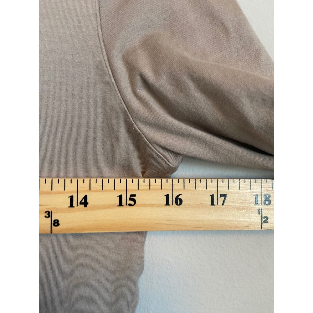 Akris Womens Taupe Beige Cotton Stretch Scoop Neck Elbow Sleeve Top Size 8 - Picture 5 of 7